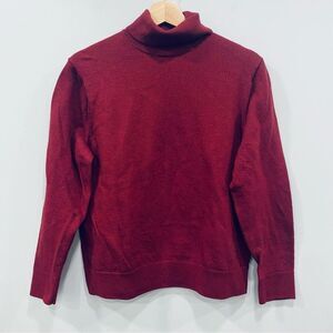 BANANA REPUBLIC XL Red Italian Merino Wool Holiday Soft Turtleneck Small Fit*